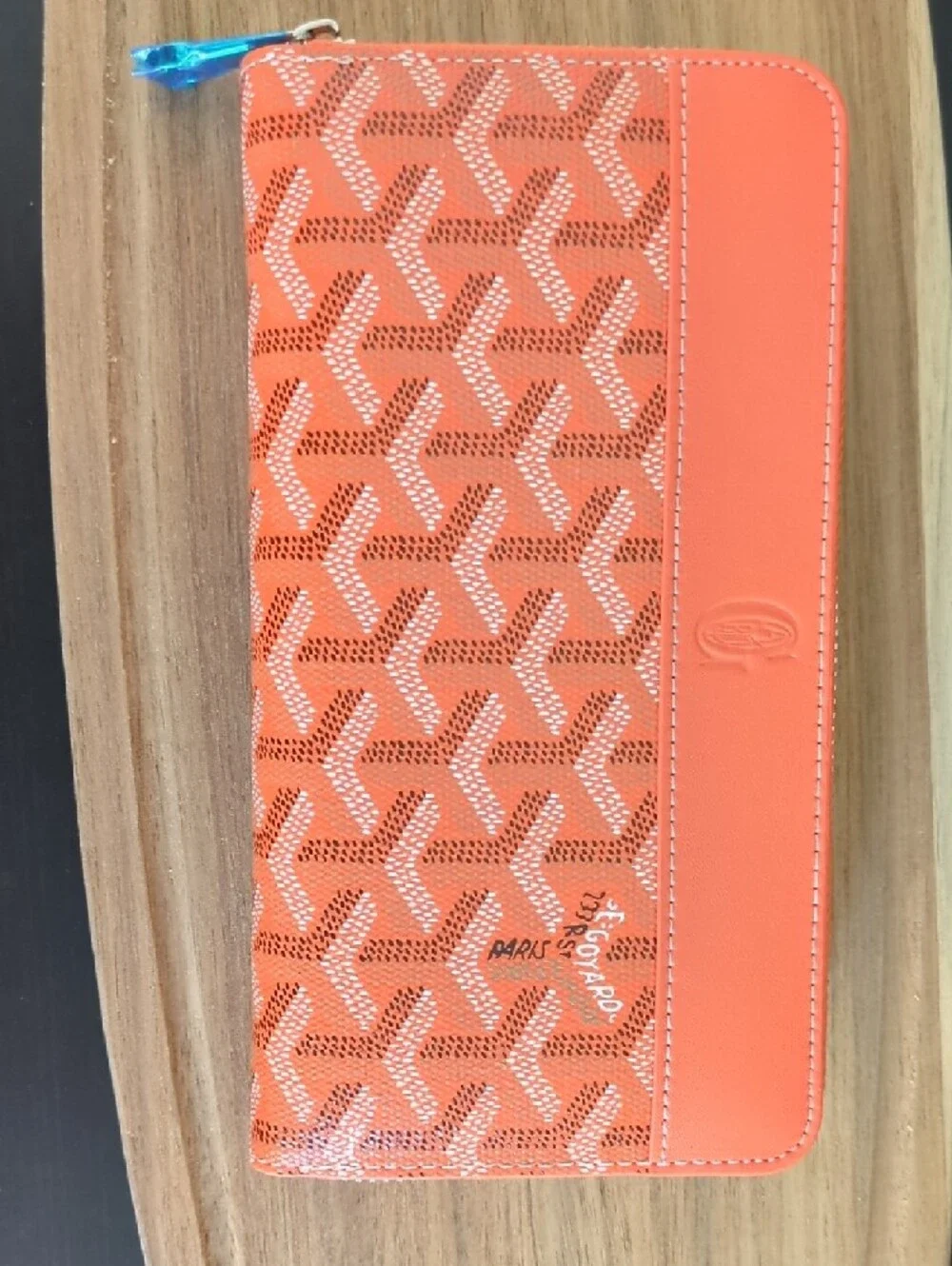 Orange and White Zip Wallet - Picture 3 of 4